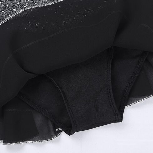 iiniim Kids Girls Ruffled Rhinestone Ice Skating Dress Ballet Dance Outfit Cross Back Gymnastics Leotard Clothes in Saudi Arabia