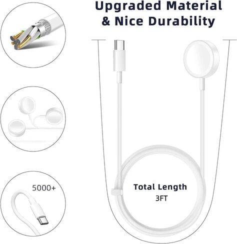 Cabepow for Apple Watch Charger USB C 5W FAST MAGNECT IWATCH CABLE 3FT مع 20W USB C كتلة شاحن الجدار لـ Apple Watch Ultra/SE/SE/Series 10/Series 9/Series 8/7/6/5/4/3/3/ 2/1 وردي in Kuwait