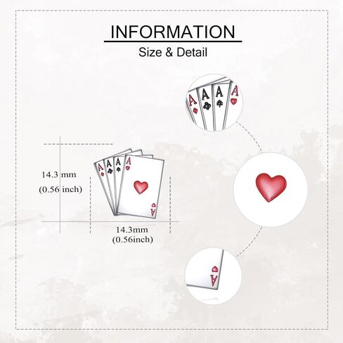 Playing Cards Cufflinks for Men 925 Sterling Silver Four Aces 4A Poker Cufflinks Jewelry Gifts for Men Vegas Casino Night Event Wedding Business in Saudi Arabia