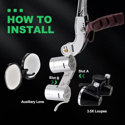 Head-Mounted Dental Loupes with LED Headlamp 2.5X/3.5X Magnification, Dual Rechargeable Batteries & Ergnomic Design for Clear Vision and Comfortable Use in Kuwait