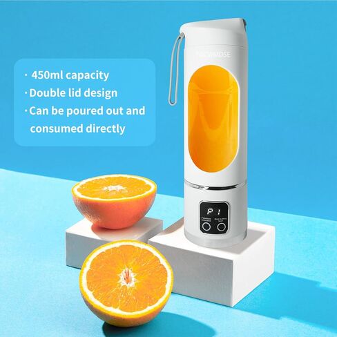 Smoothie Blender, Personal Blender for Smoothies, Mini Blender with 12 Steel Blades, 450ml Travel Mug Style Compact Blender for Picnic/Office/Sports,Fresh Drinks at Anytime!（White） in Kuwait