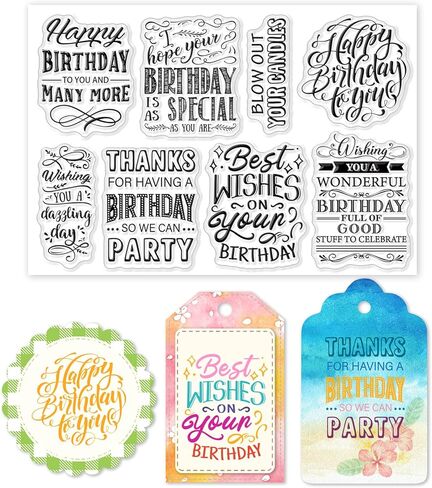 GLOBLELAND Princess Tiara Blessings Clear Stamps Greetings Blessings Words Silicone Stamp Seals Thank You Happy Birthday Transparent Stamps for Festival Birthday DIY Scrapbooking Cards Making in Saudi Arabia