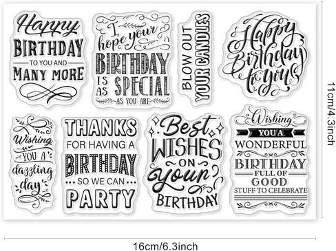 GLOBLELAND Princess Tiara Blessings Clear Stamps Greetings Blessings Words Silicone Stamp Seals Thank You Happy Birthday Transparent Stamps for Festival Birthday DIY Scrapbooking Cards Making in Saudi Arabia