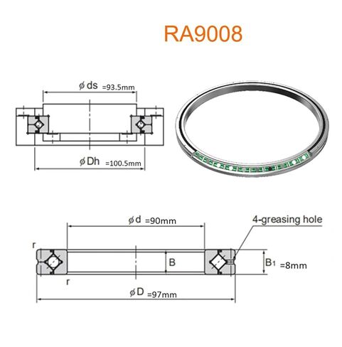 1PCS Cross-Roller RING RA9008 RA9008UU RA9008UUC0 RA9008UUCC0 نوع الخاتم الخارجي القابل للفصل ليحل محل المحمل (RA9008UUC0) in Kuwait
