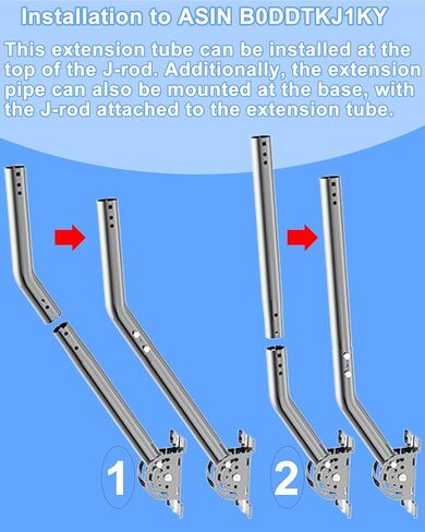 Universal Adjustable TV Antenna Mount, J-Mount Solid Mast (1.38'' x 24'' Pole) for Long Wall, Eave, Roof Mounting, Iron Paint Heavy Duty Pivot Mounting Bracket and Hardware Included, Black in Kuwait