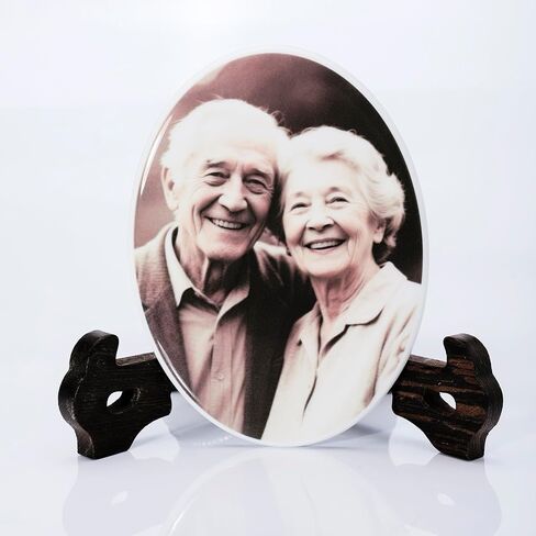 TMKJJDZ Personalized Porcelain Memorial Photo Plaque, Oval Tombstone Tile,Custom Grave Decorations for Cemetery(3.54″×4.72″) in Saudi Arabia