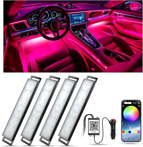 YiLaie LED Car Lights Interior,Smart Car LED Lights Interior with App Control, RGB LED Lights for Car Interior with Music Mode,Cool Car Accessories interior,DC 12V in Kuwait