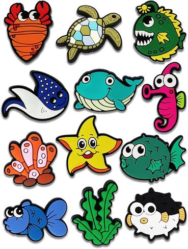 12pcs Capybara Koala Duck Unicorn Monkey Monkey Monkey Parrot Sea Animals Sharms for Croc Bubble Slides Handals ، و Animals Excesssories Decorations for Girls Women Onters ights in Kuwait