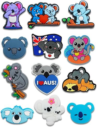 12pcs Capybara Koala Duck Unicorn Monkey Monkey Monkey Parrot Sea Animals Sharms for Croc Bubble Slides Handals ، و Animals Excesssories Decorations for Girls Women Onters ights in Kuwait