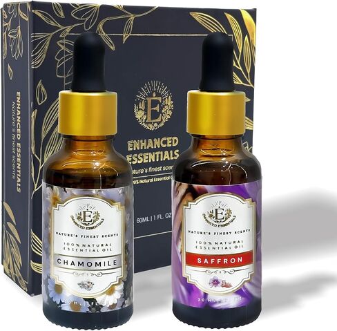 Luxurious Box of Sandalwood & Vanilla Essential Oils by Enhanced Essentials |Premium Aromatherapy for Mind, Body & Spirit | Slow-Distilled for Maximum Purity & Potency | 2 fl oz (2 x 30 ml) in Saudi Arabia
