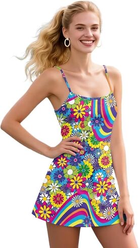 لباس التنس للسيدات لباس الجولف الرياضي مع ملابس الجولف الجيبية القصيرة المدمجة للتمرين لفساتين الصيف الخطية in Kuwait