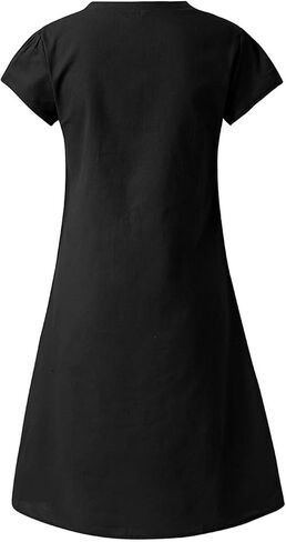 Women's Cotton Linen Dresses Summer Cup Sleeve Comfy Travel Sundresses Beach Wear Trendy Spring Vacation Clothes 2025 in Kuwait