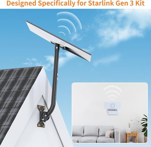 Starlink Gen 3 Mount, Starlink Mounting Kit Compatible with Starlink Gen 3, Starlink Accessories for Wall/Roof Mount, with 2-in-1 Router Mount(Black) in Saudi Arabia