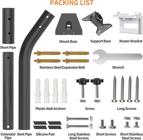 Starlink Gen 3 Mount, Starlink Mounting Kit Compatible with Starlink Gen 3, Starlink Accessories for Wall/Roof Mount, with 2-in-1 Router Mount(Black) in Saudi Arabia