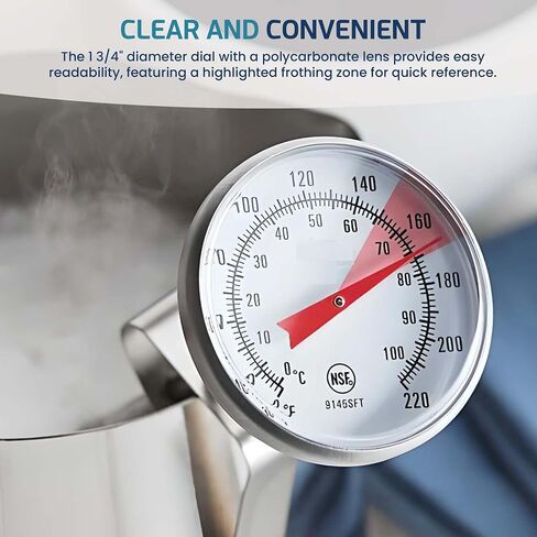 OCS Parts 5-Inch Milk Frothing Thermometer | 30-200° F Thermometer with Clip for Coffee, Cappuccino, Lattes, Mochas, Frothy Milk Foam for Home Espresso Machines, Baristas, Cafes and Coffee Shops in Saudi Arabia