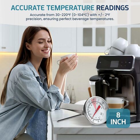 OCS Parts 5-Inch Milk Frothing Thermometer | 30-200° F Thermometer with Clip for Coffee, Cappuccino, Lattes, Mochas, Frothy Milk Foam for Home Espresso Machines, Baristas, Cafes and Coffee Shops in Saudi Arabia