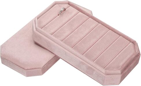 uxcell Velvet Ring Organizer Jewelry Display Tray 7 Slots Showcase Ring Holder Case Velvet Jewelry Organizer Box Stand with Lid for Rings Earrings Pink in Saudi Arabia