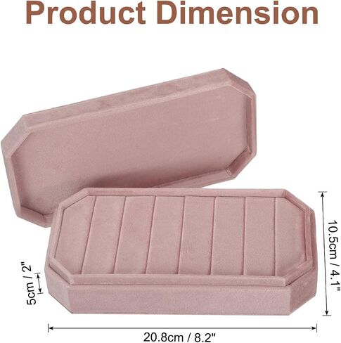 uxcell Velvet Ring Organizer Jewelry Display Tray 7 Slots Showcase Ring Holder Case Velvet Jewelry Organizer Box Stand with Lid for Rings Earrings Pink in Saudi Arabia