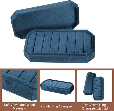 UXCELL VELVET RING Organizer Jewelry Display Tray 7 Slots Showcase Ring Ring Case Velvet Jewelry Organizer Box With With For Rings Pink in Kuwait