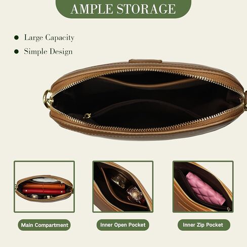 Zip Crossbody Bag for Women, Vegan Leather Phone Purse Shoulder Handbag with Adjustable Strap for Travel/Daily Use in Saudi Arabia