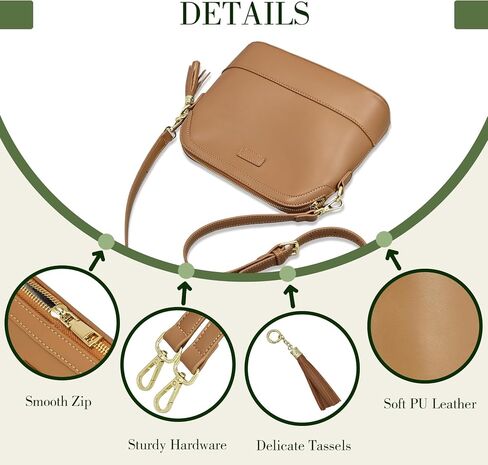 Zip Crossbody Bag for Women, Vegan Leather Phone Purse Shoulder Handbag with Adjustable Strap for Travel/Daily Use in Saudi Arabia