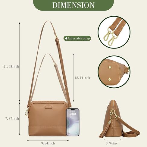 Zip Crossbody Bag for Women, Vegan Leather Phone Purse Shoulder Handbag with Adjustable Strap for Travel/Daily Use in Saudi Arabia