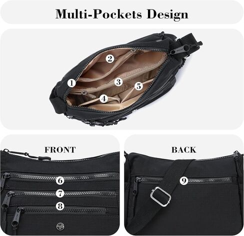 AOCINA Ladies Purses Crossbody Bags for Women Multi Pocket Purse Nylon Lightweight Handbags Shoulder Messenger Bag Pocketbook in Kuwait