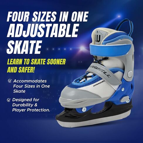 Winnwell Balance Blade Adjustable Skate - Ice Hockey Skates for Boys & Girls - Kids Ice Skates to Help Children Learn to Skate - Adjust Boot with 4 Sizes in Kuwait