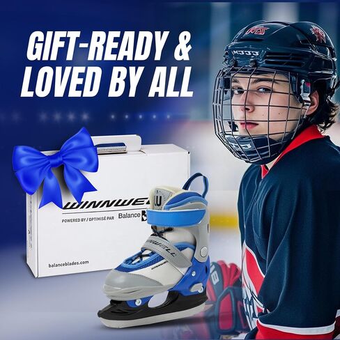 Winnwell Balance Blade Adjustable Skate - Ice Hockey Skates for Boys & Girls - Kids Ice Skates to Help Children Learn to Skate - Adjust Boot with 4 Sizes in Kuwait
