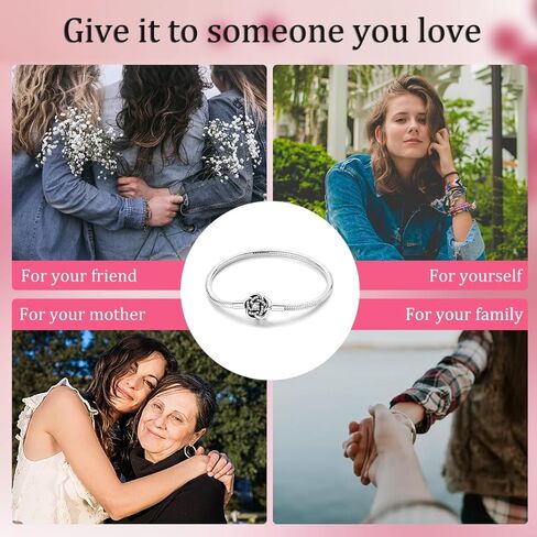 Parmuz 925 Sterling Silver Charms Bracelet for Women Love Heart Summer Ocean Iconic Moments Snake Chain Bracelet with 5A Cubic Zirconia Gift for Girls Mother Daughter in Kuwait
