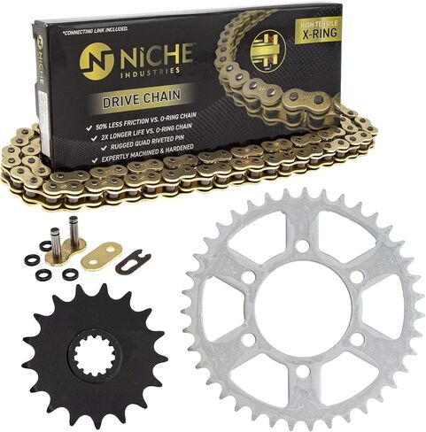 NICHE Drive Sprocket Chain Combo for Kawasaki Ninja ZX10R Front 17 Rear 39 Tooth 520V-X X-Ring 110 Links in Saudi Arabia