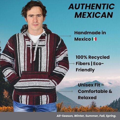 Mexican Baja Hoodie – Classic Drug Rug Pullover Sweater | Baja Hoodie for Men & Women | Mens & Plus Size Options Available in Saudi Arabia
