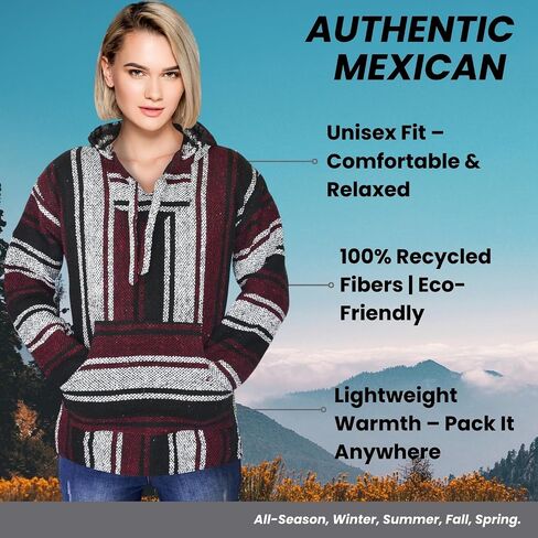 Mexican Baja Hoodie – Classic Drug Rug Pullover Sweater | Baja Hoodie for Men & Women | Mens & Plus Size Options Available in Saudi Arabia