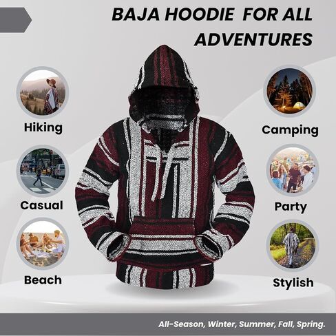 Mexican Baja Hoodie – Classic Drug Rug Pullover Sweater | Baja Hoodie for Men & Women | Mens & Plus Size Options Available in Saudi Arabia
