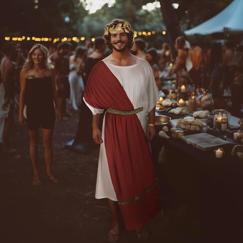 Ancient Greek Toga Adult Roman Costume with Headband Halloween Cosplay Outfit in Saudi Arabia