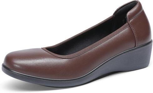 DREAM PAIRS Women's Low Wedges Heels Pumps Comfortable Slip-on Round Toe Dress Work Shoes for Office Business in Saudi Arabia