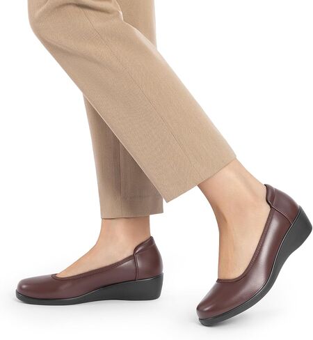 DREAM PAIRS Women's Low Wedges Heels Pumps Comfortable Slip-on Round Toe Dress Work Shoes for Office Business in Saudi Arabia