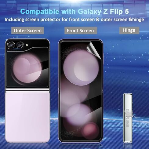 [3 + 3 + 2 Pack] for Samsung Galaxy Z flip 6 5G Screen Protector, 3 Pack Inner TPU Screen Protector + 3 Pack External Tempered Glass + 2 Pack Camera Lens Protector, Easy Install with Alignment Tool in Saudi Arabia