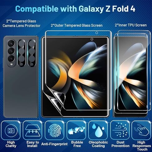 [3 + 3 + 2 حزمة] واقي شاشة Samsung Galaxy Z flip 6 5G، 3 عبوات واقي شاشة داخلي من مادة TPU + 3 عبوات من الزجاج المقسى الخارجي + 2 واقي عدسة الكاميرا، سهل التركيب باستخدام أداة المحاذاة in Kuwait