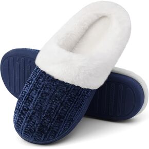 shoeslocker Women's Memory Foam Fuzzy Slippers Knit house shoe for Women Comfy Wool-Like Lined Slippers Indoor Outdoor in Kuwait