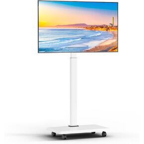 حامل تلفزيون متنقل لشاشات تلفزيون LCD مسطحة/منحنية مقاس 23-60 بوصة، وعربة تلفزيون قابلة للإمالة تحمل ما يصل إلى 55 رطلًا حامل محمول مع رف كمبيوتر محمول وأرضية متدحرجة بحد أقصى 400 × 400 مم in Kuwait