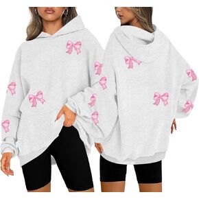 MAXIMGR Oversized Bow Hoodie Cute Clean Girl Embroidered Sweatshirts Coquette Preppy Sweater Y2k Pullover Top Teen Girls in Kuwait