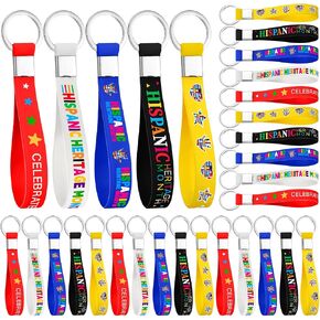 100 Pcs Hispanic Heritage Month Keychain Gifts Bulk Spanish Party Decorations Colorful Silicone Keychains for Men Women Hispanic Heritage Month Party Accessories Favors in Saudi Arabia