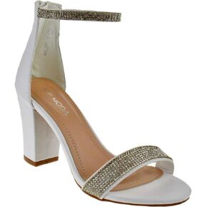 Over the Toe Strap Ankle Wrap Strap Heel Open Toe Medium Heel, White, 7 in Kuwait
