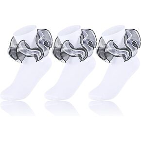 Women Ruffle Socks with 4-Layer Big Frilly Lace Turn Cuff Dress Socks Adult Soft Cotton Fancy Frilly Sock in Kuwait