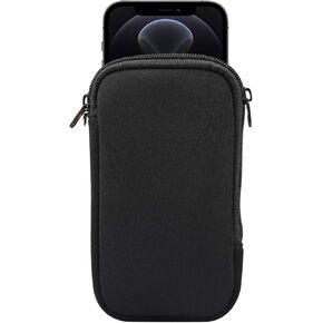 حقيبة أكمام الهاتف الخليوي النيوبرين مع حبل الرقبة لـ Samsung Galaxy S24 Ultra S23 Ultra S22 Ultra S21 Ultra S20 Plus A35 A05 A14 A13 iPhone 16 Pro Max G Play G Power G stylus 5g (Black XL) in Kuwait