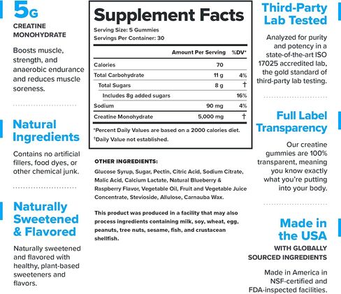 LEGION Creatine Monohydrate Gummies - Clean Creatine Gummies for Muscle Gain, Improving Endurance & Post Workout Recovery - Creatine Supplement for Maximum Absorption (150 Lemon Drop Gummies) in Kuwait