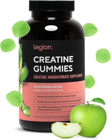 LEGION Creatine Monohydrate Gummies - Clean Creatine Gummies for Muscle Gain, Improving Endurance & Post Workout Recovery - Creatine Supplement for Maximum Absorption (150 Lemon Drop Gummies) in Kuwait