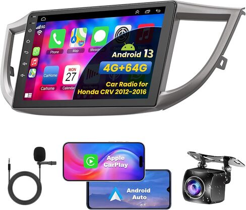 Car Stereo Radio for Honda CRV 2007-2011, Android 12.0 (4G RAM 64G ROM) 9 Inch 5G WiFi CRV Radio Support Carplay/Android Auto,GPS Navigation with Bluetooth,Backup Camera 1080P,SWC/FM Radio in Kuwait