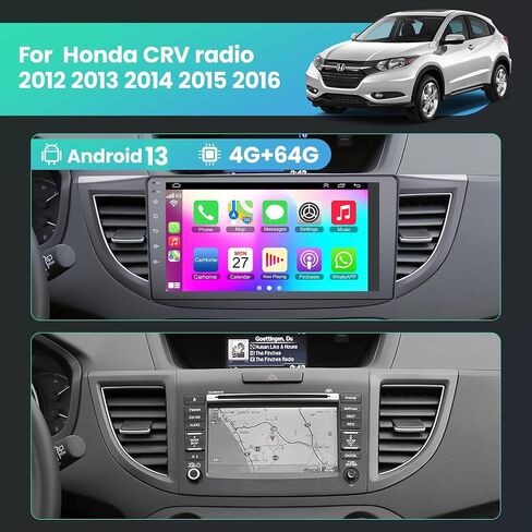Car Stereo Radio for Honda CRV 2007-2011, Android 12.0 (4G RAM 64G ROM) 9 Inch 5G WiFi CRV Radio Support Carplay/Android Auto,GPS Navigation with Bluetooth,Backup Camera 1080P,SWC/FM Radio in Kuwait